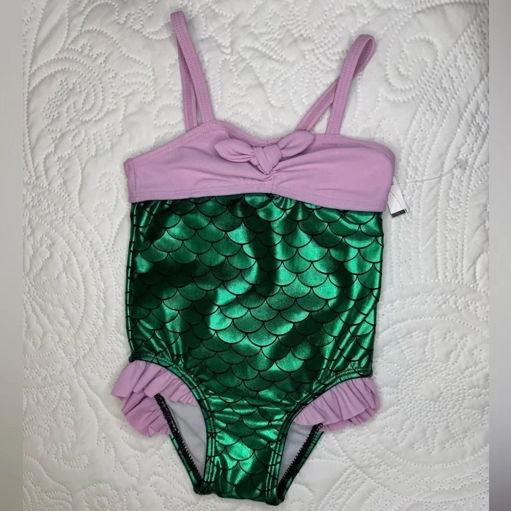 Kids Mermaid Swimsuit in Green and Purple